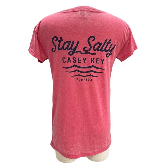 Day Break Women's Coral T-Shirt "Stay Salty" Casey Key Florida Small Beachwear - Picture 7 of 9